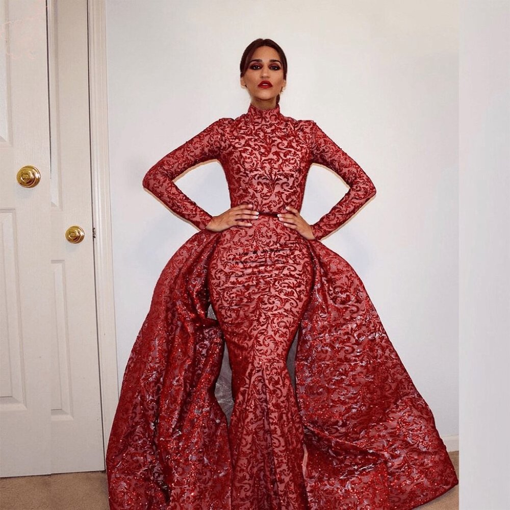 Portia and Scarlett Lace Glittery Long Sleeve Detachable Overskirt Dress - Picture 5 of 13